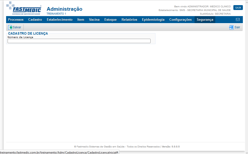 Imagem demonstrativa de Cadastro de Licença